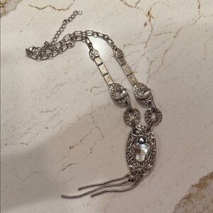 Elegant Silver Necklace with Crystal Accents